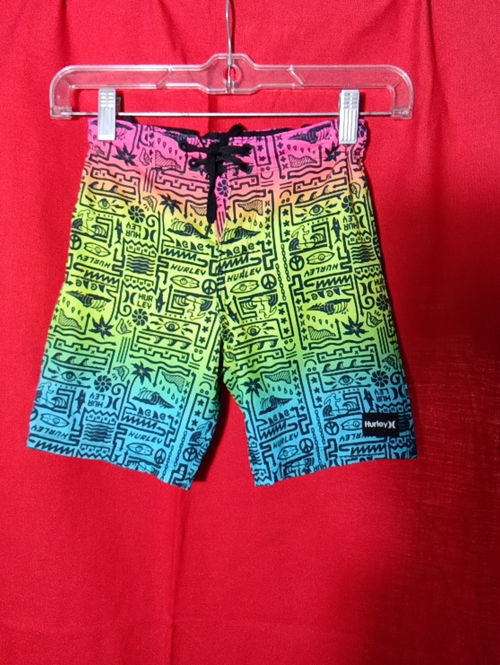 Hurley Neon Rainbow Graphic Board Shorts - Pink Yellow Green Blue